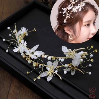 diadema de tiara para mujer, tela, flores, libélula, corona, boda, novia, accesorios para el cabello