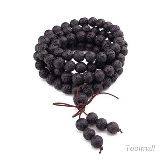 herramienta 108 piedras preciosas naturales buda oración cuentas mala pulsera negro piedra lava aceite esencial difusión budista rosario collar