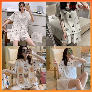 pijama de las mujeres de verano suelto encantador de manga corta ropa de dormir coreana ropa de hogar traje