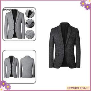 Sp Formal Suit Coat Pure Color Pockets Suit Jacket All Match for Wedding