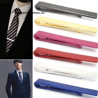 [friendshipletter.br] Broche de corbata Simple de acero inoxidable para hombre, color plateado, cierre de pinza, 4 cm.