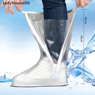 ladyhousehb impermeable lluvia reutilizable zapatos cubierta antideslizante cremallera botas de lluvia overshoes venta caliente