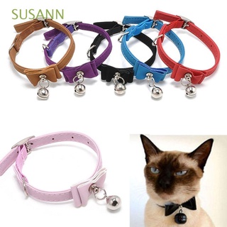 susann terciopelo pajarita ajustable con campana collar collar mascota perro gato cachorro correa de cuello/multicolor
