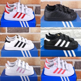Adidas Shell-toe Children's Shoes Velcro Anti-slip Wear-resistant Super Soft Sole Counter Quality Size: 25-35