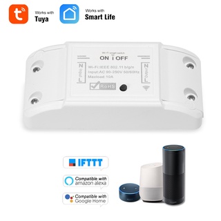 Tuya WiFi Smart Switch 10A/2200W Wireless Remote Switch Timer APP Control Smart Home for Amazon Alexa Google Home riseera.cl