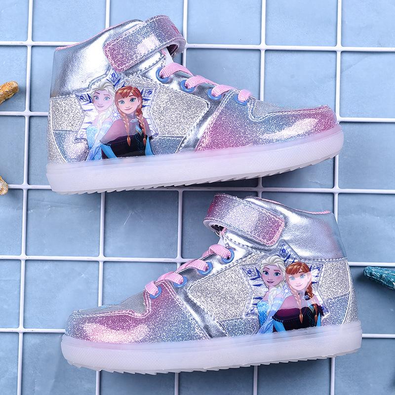 Cc&mama moda alta parte superior Frozen 2 encantadora princesa zapatos LED luz Flash versátil caliente y antideslizante descanso (4)