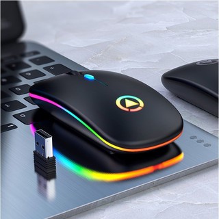 El mejor SALERDY ratón recargable inalámbrico silencioso LED retroiluminado ratones USB óptico ratón PC ordenador portátil (1)