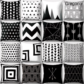 GRE™ Black and White Geometric Peach Skin Pillow Cushion Square Case