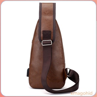 Leather Travel Sling Bag Messenger Shoulder Chest Crossbody Bag Handbags