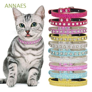ANNAES Necklace Dog Cat Collar Rhinestone For Kitten Accessories Neck Strap Shining Diamond Puppy Buckle PU Leather Adjustable Decoration Pet Supplies/Multicolor