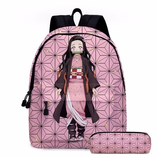 demon slayer hombros mochila escuela bolso de lona estudiante casual paquete paquete conjunto tanjirou giyuu nezuko anime temático backp