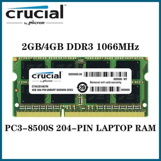 Crucial DDR3 2GB 4GB 1066MHz 2RX8 PC3-8500S 1.5V RAM portátil SODIMM memoria