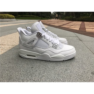 nike air jordan sneakers Air Jordan 4 Retro Pure Money White/Metallic Silver-Pure Platinum sports shoes