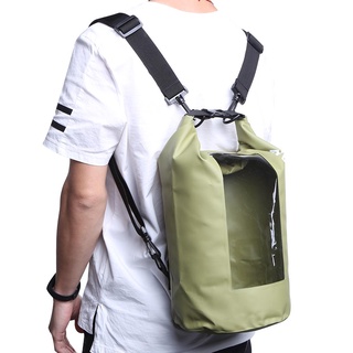 (superiorcycling) 10l mochila transparente al aire libre impermeable ajustable a la deriva bolsa de camping
