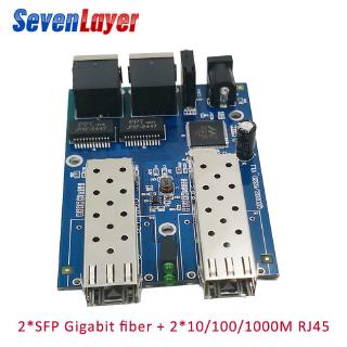 fibra ethernet 2 sfp puerto de fibra 2 rj45 2 utp 10/100/1000m convertidor de medios gigabit ethernet interruptor 2 rj45 utp placa pcb
