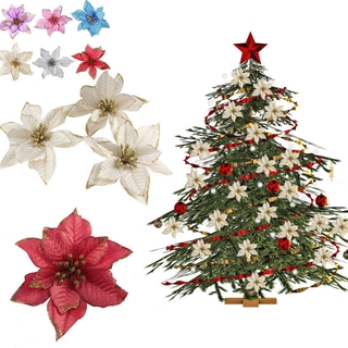 10 piezas 13 cm flor de navidad y phnom penh adornos árbol vid colgante decoraciones navideñas phnom penh simulación flor [jane eyre]