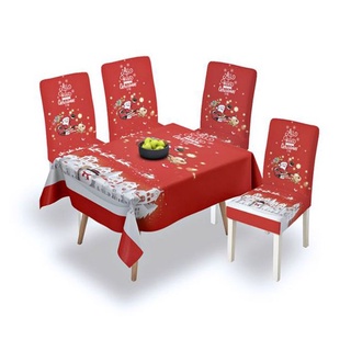 TITIYY Dining Room Seat Cover Stretchable Santa Printed Christmas Chair Covers Elastic Removable Home Decor Soft Slipcover (7)