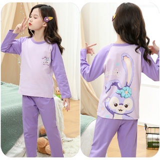 pijamas para niños casual de manga larga noche de dibujos animados impreso o-cuello loungewear transpirable niño de algodón ropa de sueño