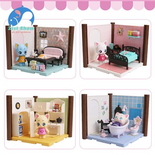 diy mini cottage muñeca gato casa muebles kits juguetes hechos a mano modelo kit de juguete de pretender niños (4)