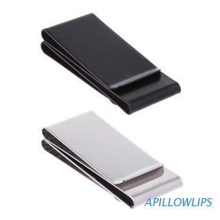 APILLOWLIPS Stainless Steel Slim Double-sided Money Clip Purse Wallet Credit Card ID Holder