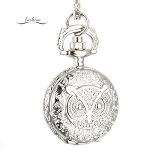 Dc tiktok moda hombres mujeres Vintage cuarzo bolsillo reloj Unisex suéter cadena relojes collar búho colgante reloj regalos (7)