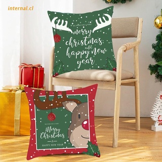 int feliz navidad funda de cojín de santa claus alce decorativo almohada funda de sofá