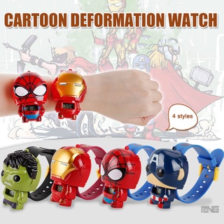 Mini Avenger personaje de dibujos animados reloj de deformación de los niños juguete conjunto de regalo Unisex