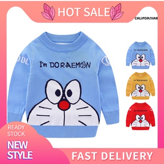 Cf88Yyt niños otoño de manga larga letras Doraemon prendas de punto niños suéter caliente jersey