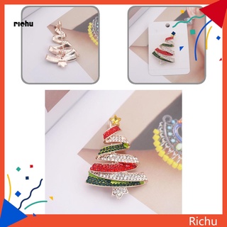 Richu* broche brillante para mujer, árbol de navidad, diamantes de imitación, decoración de ropa