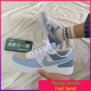 Kasut Nike Air Force One zapatillas de deporte hombre y mujer zapatos para correr pareja de cuero Casual zapatos Kasut Wanita