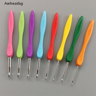 awheatbg 8 unids/set 2.5-6.0mm aluminio agujas de ganchillo acolchado asas de tejer agujas *venta caliente