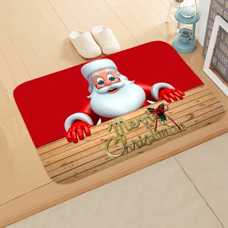❈Gf❀Alfombra de franela de estilo navideño, absorción de agua antideslizante, alfombra rectangular para cocina, baño,