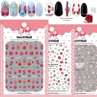 NICKY Women Girls Nail Decals Back Glue Manicure Tools 3D Nail Stickers Rose Flowers Snake Super Thin Self Adhesive DIY Nail Art Decorations
