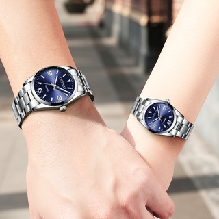 par de relojes de acero inoxidable reloj de los hombres amantes reloj señoras simple casual jam tangan pareja reloj jamtanganlelaki