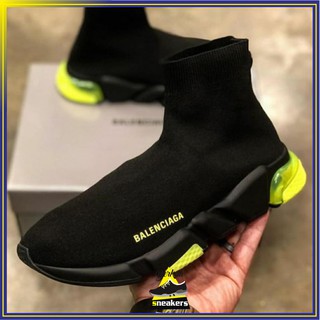 100% original original balenciaga zapatos de alta velocidad transparente suela negro amarillo original deporte running último bk49