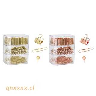 qnxxxx pack de 184pcs carpeta clip archivo abrazaderas de papel oro rosa carpeta clip para oficina