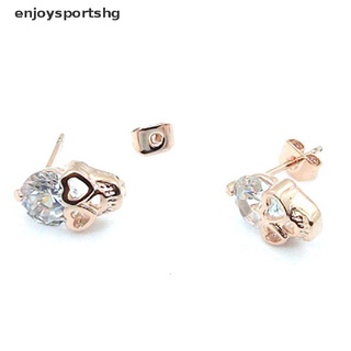 [enjoysportshg] nueva moda vintage pendientes de tuerca mujeres diamante chapado en oro calavera pendientes [caliente]
