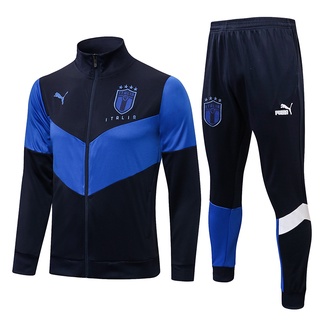 21-22 Italia azul Chamarra y pantalones de los hombres de fútbol de entrenamiento chándal S-2XL (1)