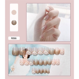 24pcs Hit Color Uñas Postizas 40 Estilos Lindo Estilo Verano Falsas Jalea Dedo Manicura Decoración De Con Pegamento (7)