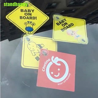 Standhappy Baby On Board seguridad ventana coche ventosa amarillo reflectante señal de advertencia 12 cm