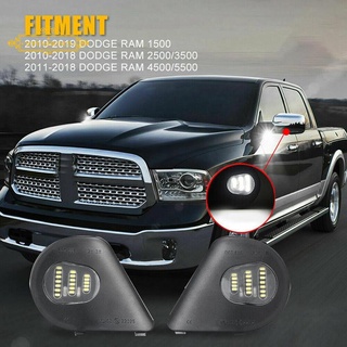 2 luces de espejo lateral LED blanco debajo de la lámpara de charco para 2010-2019 Dodge Ram 1500 2500 3500 4500 5500 (1)