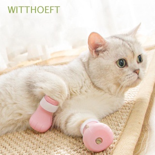 witthoeft silicona gato pie cubierta cubierta de pie garra zapatos gato zapatos 4pcs anti-arañazos guantes de baño manoplas hogar gato garra guantes/multicolor