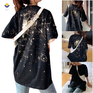 T Shirts Short Sleeved Casual Loose Hot Atamping Starry Sky Clothes for Girls Summer