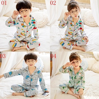los niños lindo de algodón dinosaurio pijamas conjunto de ropa de dormir niños de manga larga tops + pantalones niños niñas pijamas traje ropa de hogar