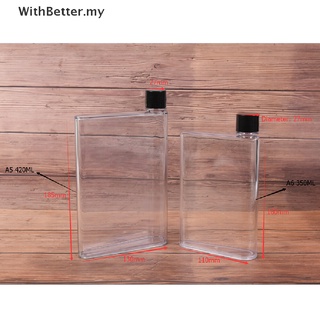 [withbetter] Botella de agua portátil portátil libro transparente portátil almohadilla de papel botella de agua plana [mi] (8)