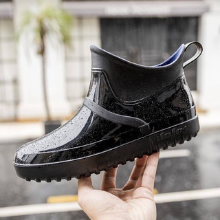 Botas de lluvia de los hombres de la marea impermeable zapatos en el tubo de tubo corto antideslizante de agua boo (6)