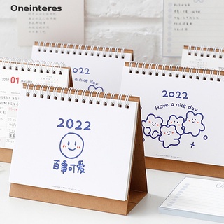 [oneinteres] mini calendario de escritorio 2022 kawaii calendario suministros de oficina planificador mensual.