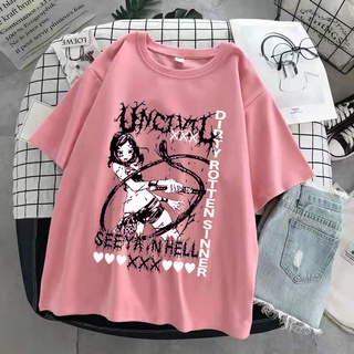 SASSYME Goth Mujer Camiseta Estética Suelta Dark Grunge Streetwear (4)