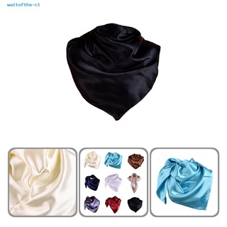waitofthe Polyester Headscarf Solid Color Satin Big Square Scarf Delicate for Daily Life