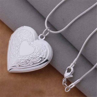 Collar de plata de corazón colgante de la foto del aniversario de cumpleaños de regalo de San Valentín